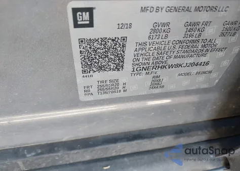 2019 Chevrolet Traverse 3Lt from USA, damaged, VIN 1GNERHKW8KJ204416